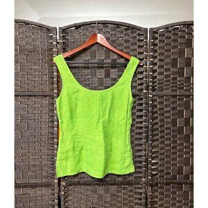 Escada Womens Green Linen Sleeveless Blouse Size 36